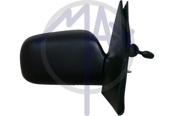 Right outer rear-view mirror, cable adjustment, black cover, convex chrome glass
