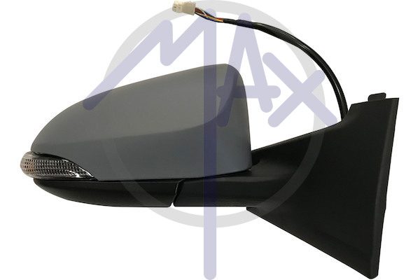 Specchietto retrovisore esterno destro, elettrico, calotta da verniciare, con freccia, vetro convesso cromato, 5 pin