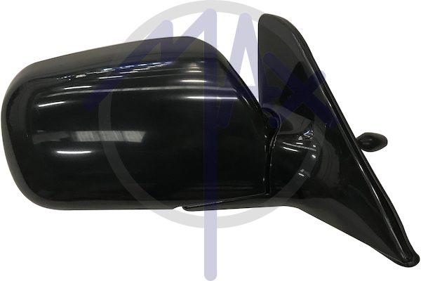 Right outer rear-view mirror, cable adjustment, black cover, convex chrome glass