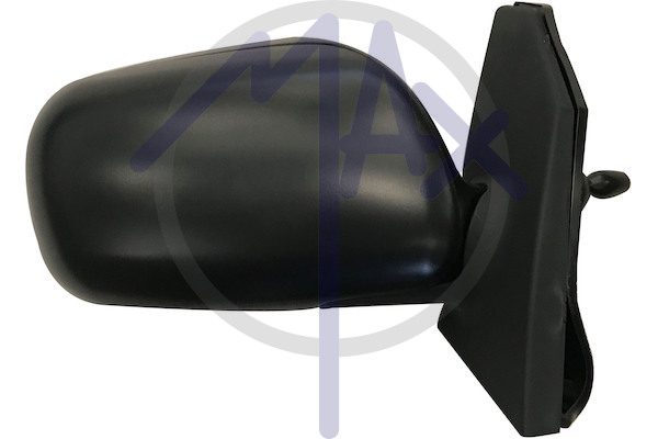 Right outer rear-view mirror, cable adjustment, black cover, convex chrome glass