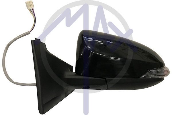 Specchietto retrovisore esterno sinistro, elettrico, calotta nera, con freccia, vetro convesso cromato, 5 pin
