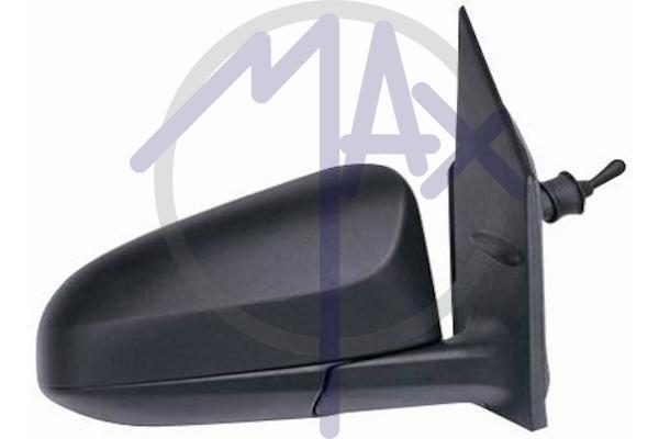 Right outer rear-view mirror, cable adjustment, black cover, convex chrome glass