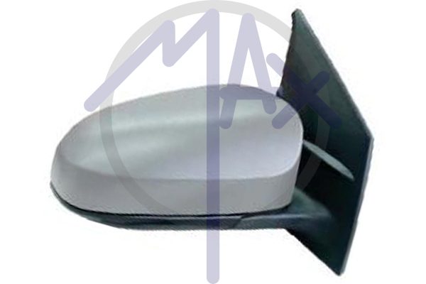 Exterior rear-view mirror, right, cable adjustment, cover for painting, convex chrome glass