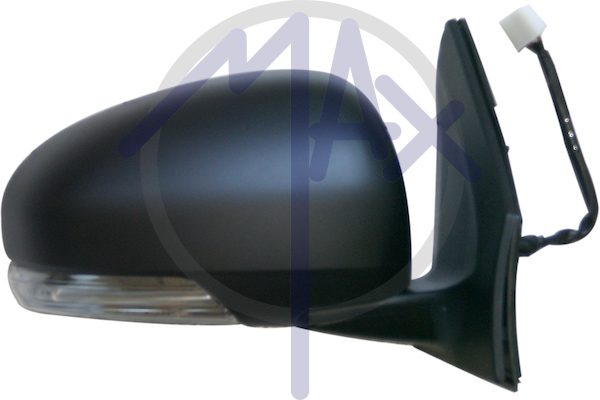 Specchietto retrovisore esterno destro, elettrico, calotta da verniciare, con freccia, vetro convesso cromato, 5 pin