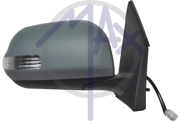 Specchietto retrovisore esterno destro, elettrico, calotta da verniciare, con freccia, ripiegabile elettricamente, vetro convesso cromato riscaldato, 9 pin
