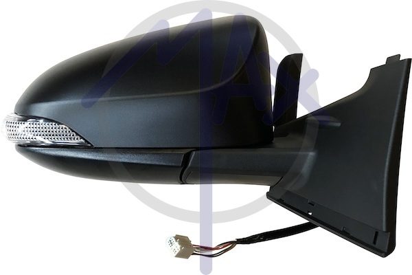 Specchietto retrovisore esterno destro, elettrico, calotta da verniciare, con freccia, vetro convesso cromato riscaldato, 7 pin