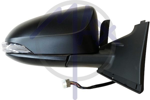 Specchietto retrovisore esterno destro, elettrico, calotta da verniciare, con freccia, ripiegabile elettricamente, vetro convesso cromato riscaldato, 9 pin