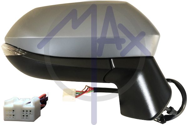 Specchietto retrovisore esterno destro, elettrico, calotta da verniciare, con freccia, ripiegabile elettricamente, con sistema BLIS (angolo cieco), vetro convesso cromato riscaldato, 9 pin
