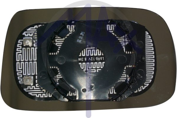 Left rear-view mirror glass, convex chrome, heated