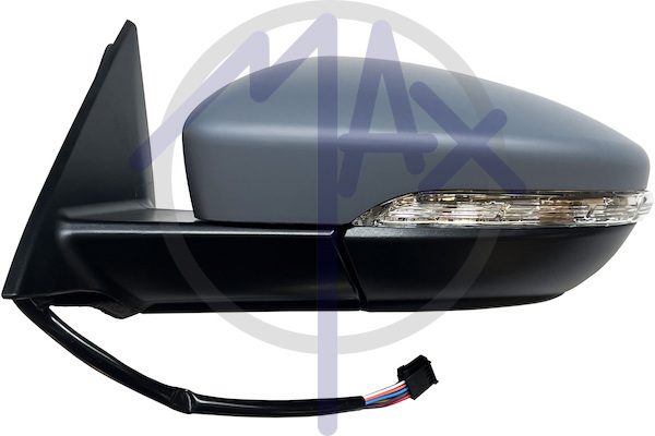 Exterior rear-view mirror left, electric, cap to be painted, with indicator, aspherical chrome heated glass, 6 pin