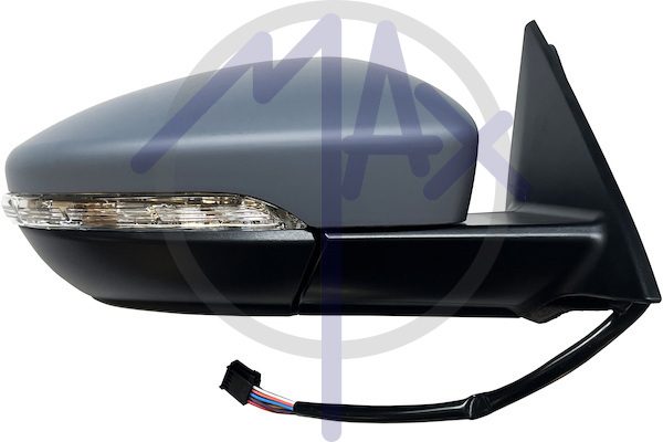 Right outer rear-view mirror, electric, cover to be painted, with indicator, heated chrome convex glass, 6 pin