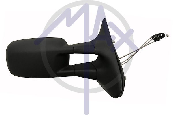 Exterior rear-view mirror right, cable adjustment, black cap, convex silver glass