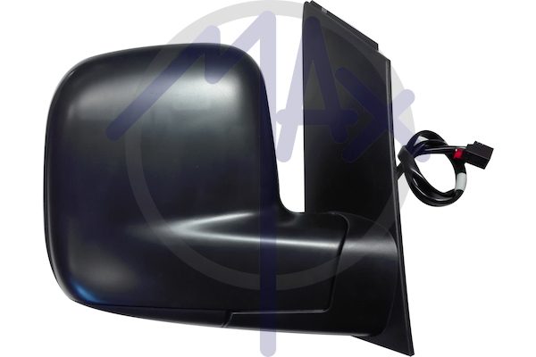 Specchietto retrovisore esterno destro, elettrico, calotta nera, vetro convesso cromato riscaldato, vetro singolo