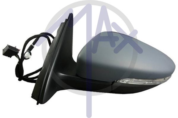 Exterior rear-view mirror left, electric, cap to be painted, with indicator, aspherical chrome heated glass, 6 pin