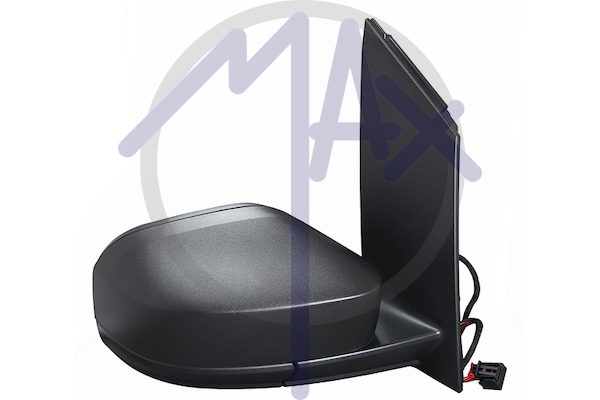 Specchietto retrovisore esterno destro, elettrico, calotta nera, vetro convesso cromato riscaldato, 5 pin