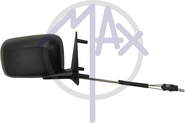 Exterior rear-view mirror right, cable adjustment, black cap, convex silver glass