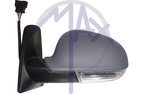 Outer rear-view mirror left, electric, cap to be painted, with indicator, heated chrome aspherical glass