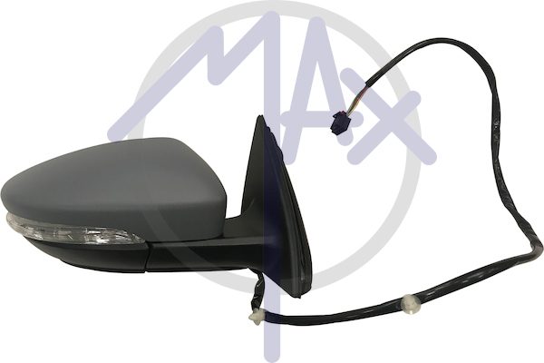 Specchietto retrovisore esterno destro, elettrico, calotta da verniciare, con freccia, con luce di cortesia, vetro convesso cromato riscaldato