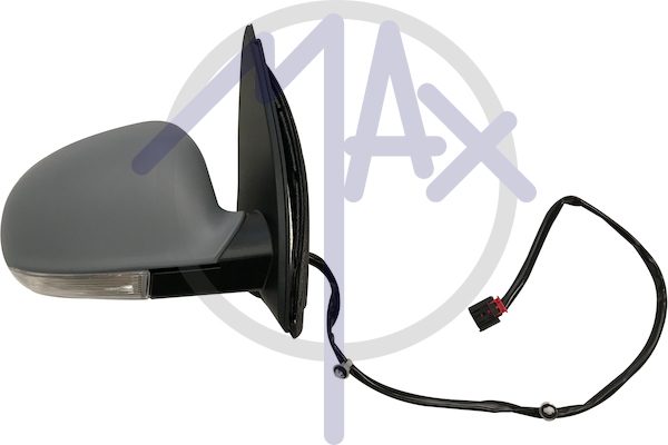 Outer rear-view mirror right, electric, cap to be painted, with indicator, heated chrome convex glass