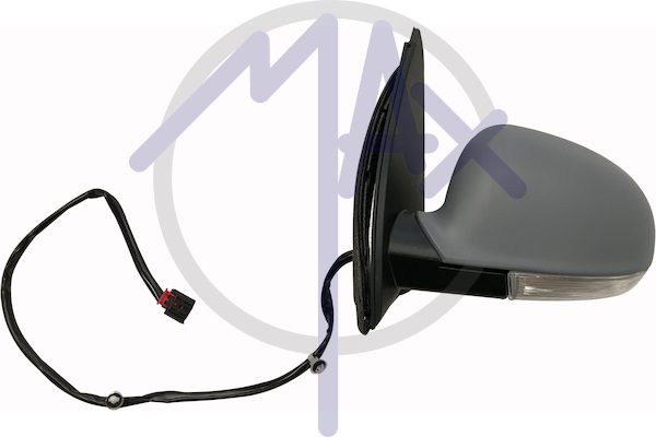 Specchietto retrovisore esterno sinistro, elettrico, calotta da verniciare, con freccia, ripiegabile elettricamente, vetro asferico cromato riscaldato