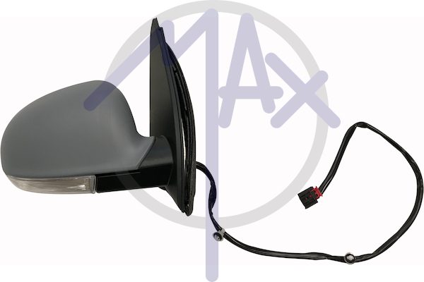 Specchietto retrovisore esterno destro, elettrico, calotta da verniciare, con freccia, ripiegabile elettricamente, vetro convesso cromato riscaldato