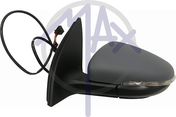Exterior rear-view mirror left, electric, cap to be painted, with indicator, aspherical chrome heated glass, 6 pin