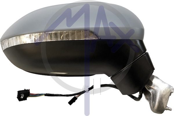 Specchietto retrovisore esterno destro, elettrico, calotta da verniciare, con freccia, con luce di cortesia, con sistema BLIS (angolo cieco), vetro convesso cromato riscaldato, 7+2 pin