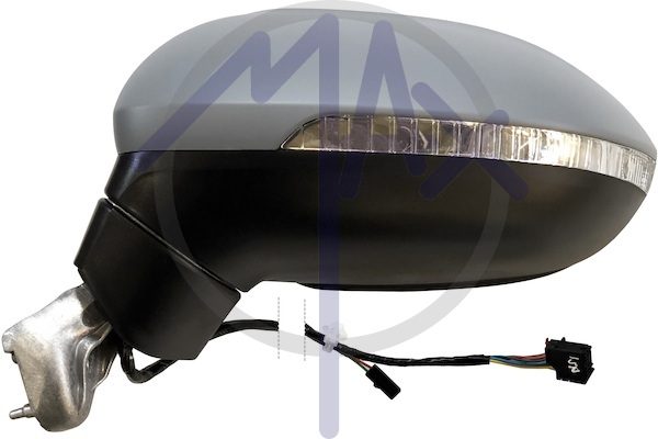 Exterior rear-view mirror left, electric, cap to be painted, with indicator, aspherical chrome heated glass, 6 pin