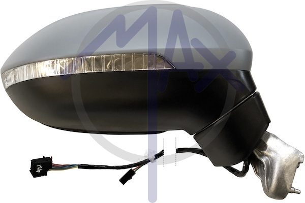 Right outer rear-view mirror, electric, cover to be painted, with indicator, heated chrome convex glass, 6 pin