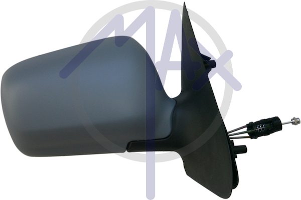 Exterior rear-view mirror, right, cable adjustment, cover for painting, convex chrome glass