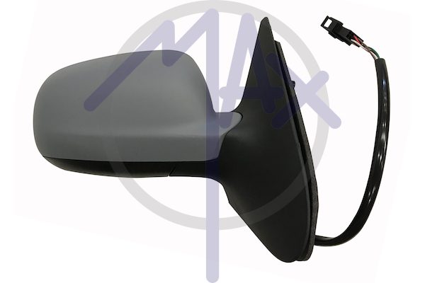 Specchietto retrovisore esterno destro, elettrico, calotta da verniciare, vetro convesso cromato riscaldato, grande