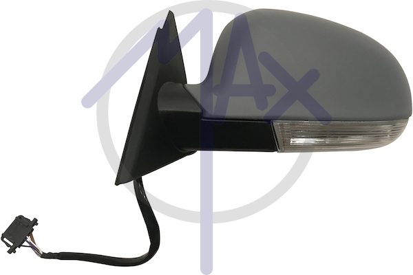 Outer rear-view mirror left, electric, cap to be painted, with indicator, heated chrome aspherical glass