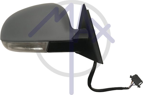 Outer rear-view mirror right, electric, cap to be painted, with indicator, heated chrome convex glass