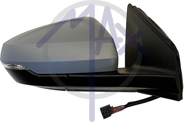 Specchietto retrovisore esterno destro, elettrico, calotta da verniciare, con freccia, vetro convesso cromato riscaldato, 6 pin
