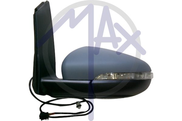 Exterior rear-view mirror left, electric, cap to be painted, with indicator, aspherical chrome heated glass, 6 pin