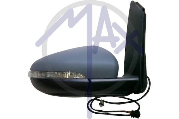 Right outer rear-view mirror, electric, cover to be painted, with indicator, heated chrome convex glass, 6 pin