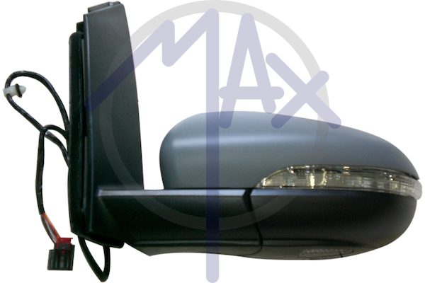 Specchietto retrovisore esterno sinistro, elettrico, calotta da verniciare, con freccia, con luce di cortesia, ripiegabile elettricamente, vetro asferico cromato riscaldato, 9 pin