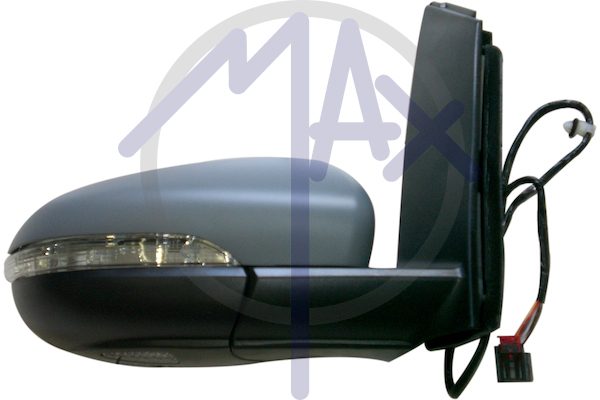 Specchietto retrovisore esterno destro, elettrico, calotta da verniciare, con freccia, con luce di cortesia, ripiegabile elettricamente, con memoria, vetro convesso cromato riscaldato, 13 pin