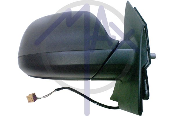 Specchietto retrovisore esterno destro, elettrico, calotta nera, vetro convesso cromato riscaldato, vetro singolo, 5 pin