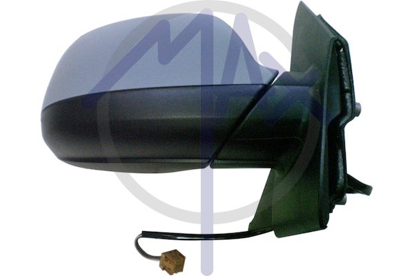 Specchietto retrovisore esterno destro, elettrico, calotta da verniciare, vetro convesso cromato riscaldato, vetro singolo, 5 pin