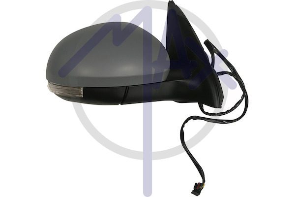 Specchietto retrovisore esterno destro, elettrico, calotta da verniciare, con freccia, con luce di cortesia, ripiegabile elettricamente, vetro convesso cromato riscaldato