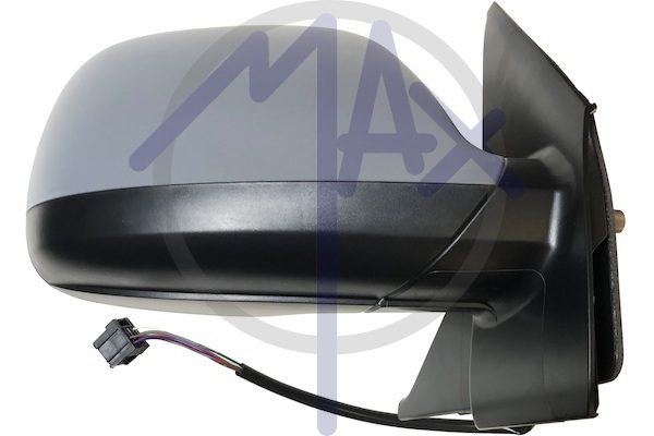 Specchietto retrovisore esterno destro, elettrico, calotta da verniciare, ripiegabile elettricamente, vetro convesso cromato riscaldato, vetro singolo, 7 pin