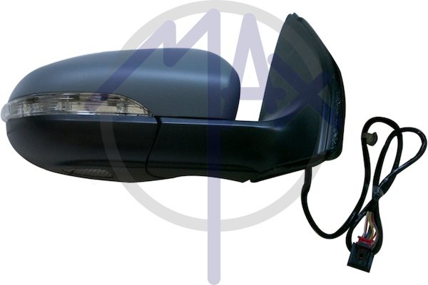 Specchietto retrovisore esterno destro, elettrico, calotta da verniciare, con freccia, con luce di cortesia, vetro convesso cromato riscaldato, 7 pin