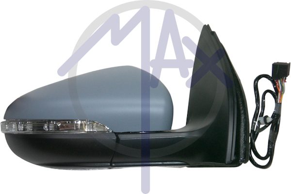 Specchietto retrovisore esterno destro, elettrico, calotta da verniciare, con freccia, ripiegabile elettricamente, vetro convesso cromato riscaldato, 8 pin