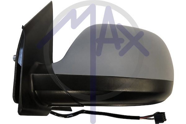 Specchietto retrovisore esterno sinistro, elettrico, calotta da verniciare, ripiegabile elettricamente, con Side Assist (angolo cieco), vetro asferico cromato riscaldato, 9 pin