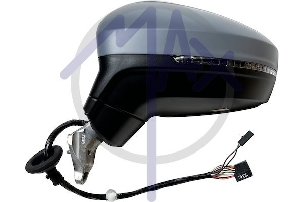 Specchietto retrovisore esterno sinistro, elettrico, calotta da verniciare, con freccia, con luce di cortesia, ripiegabile elettricamente, con memoria, con Side Assist (angolo cieco), vetro asferico cromato riscaldato, 13+2 pin