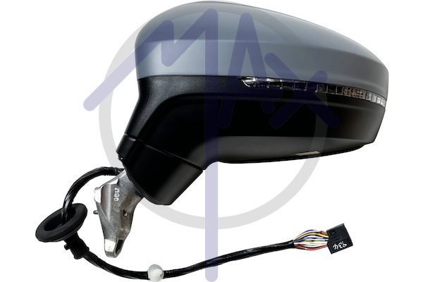 Specchietto retrovisore esterno sinistro, elettrico, calotta da verniciare, con freccia, con luce di cortesia, ripiegabile elettricamente, con memoria, vetro asferico cromato riscaldato, 13 pin