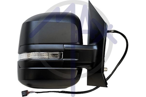 Specchietto retrovisore esterno destro, elettrico, calotta nera, con freccia, vetro convesso cromato riscaldato, 6 pin