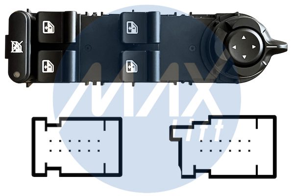 Pulsantiera alzacristalli porta anteriore sinistra, per retrovisori elettrici, per alzacristalli posteriori elettrici, 4 tasti, 24 pin