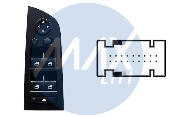 Pulsantiera alzacristalli porta anteriore sinistra, per retrovisori elettrici ribaltabili elettricamente, per alzacristalli posteriori elettrici, 4 tasti, 18 pin